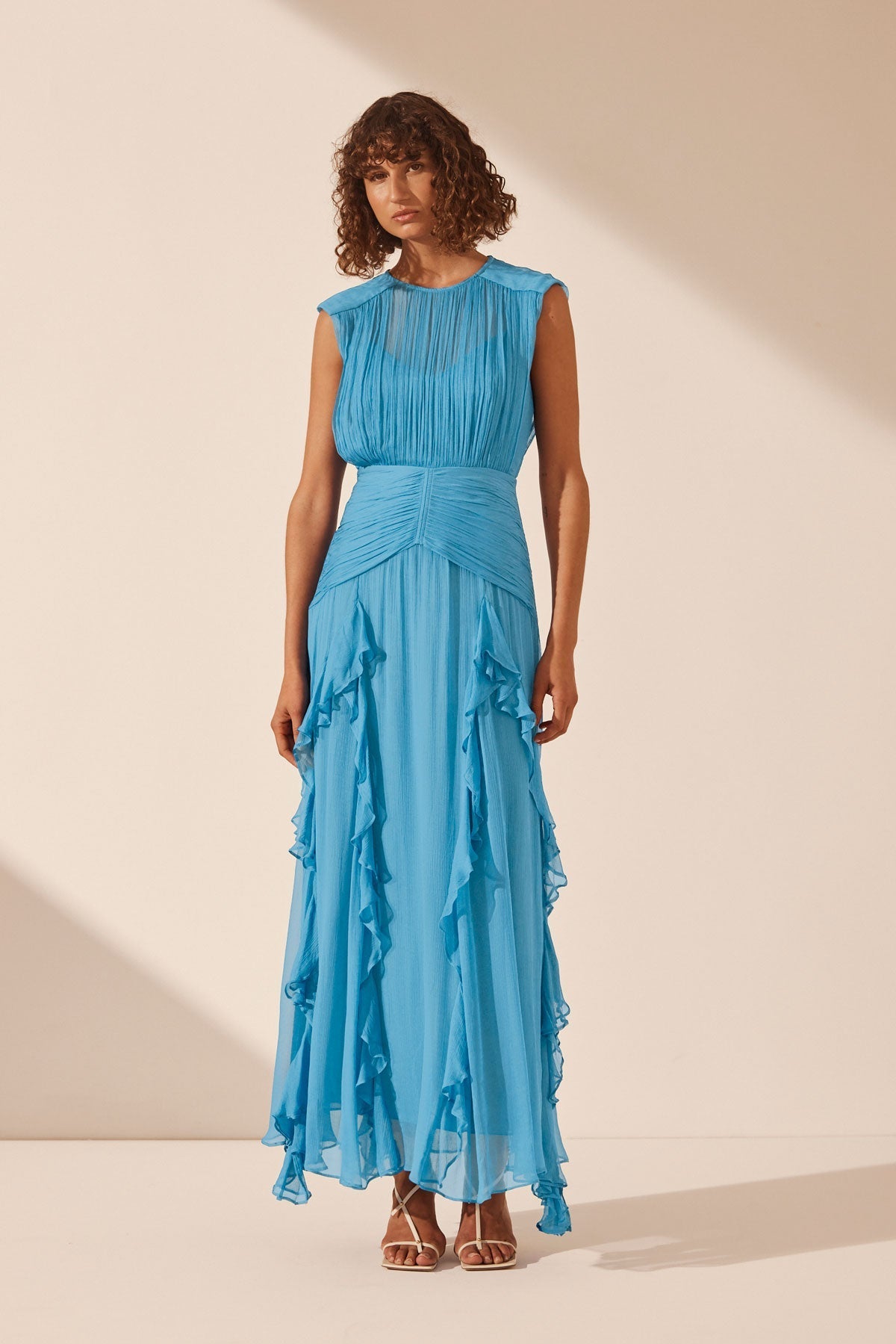 Margot Round Neck Sleeveless Maxi Dress Aqua Dresses Shona Joy