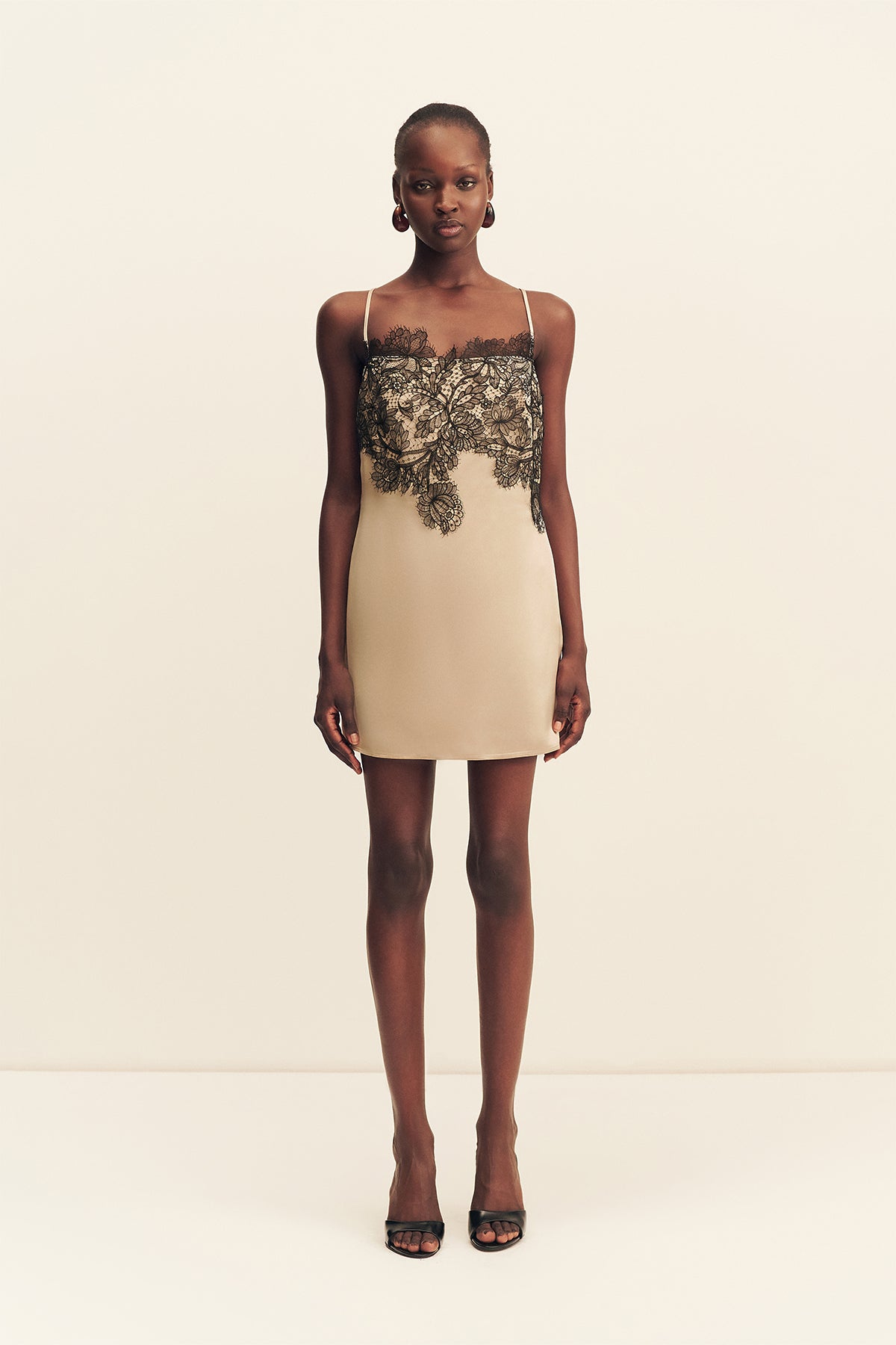 Lucia Lace Mini Dress | Champagne/Black | Dresses | Shona Joy