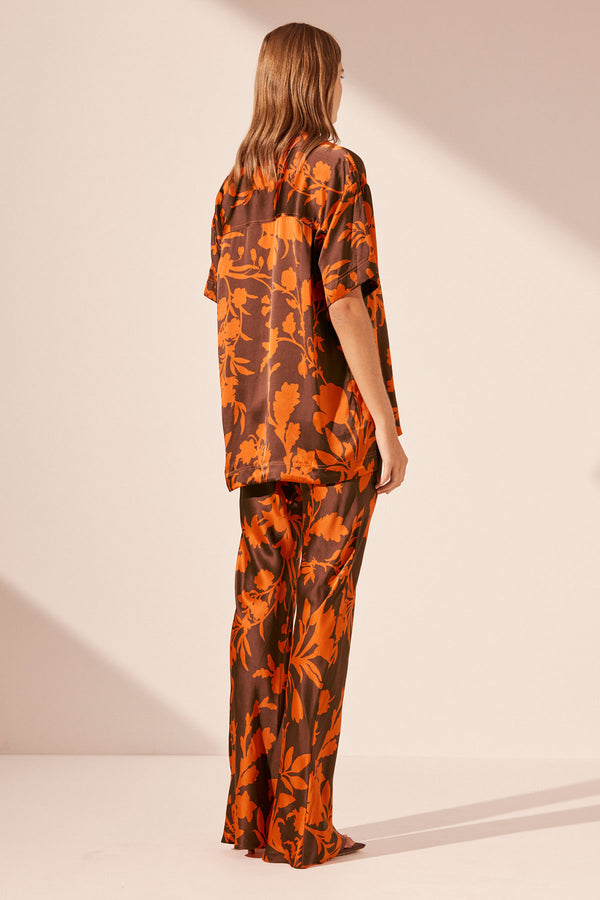 FLORA SILK SHORT SLEEVE RELAXED SHIRT WITH TIES_B