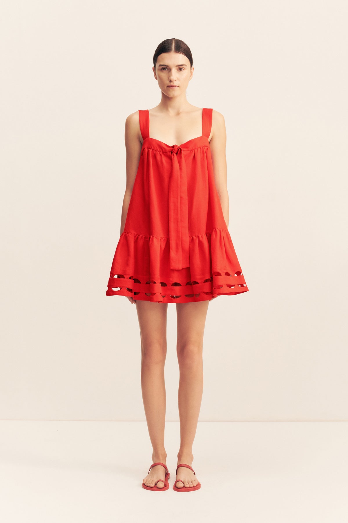 shona joy tiered mini dress Birdie Scallop Tiered Mini Dress | Red Rose | Dresses