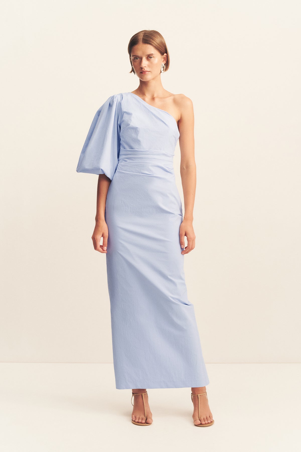 Campbell One Shoulder Balloon Sleeve Maxi Dress | Cornflower Blue
