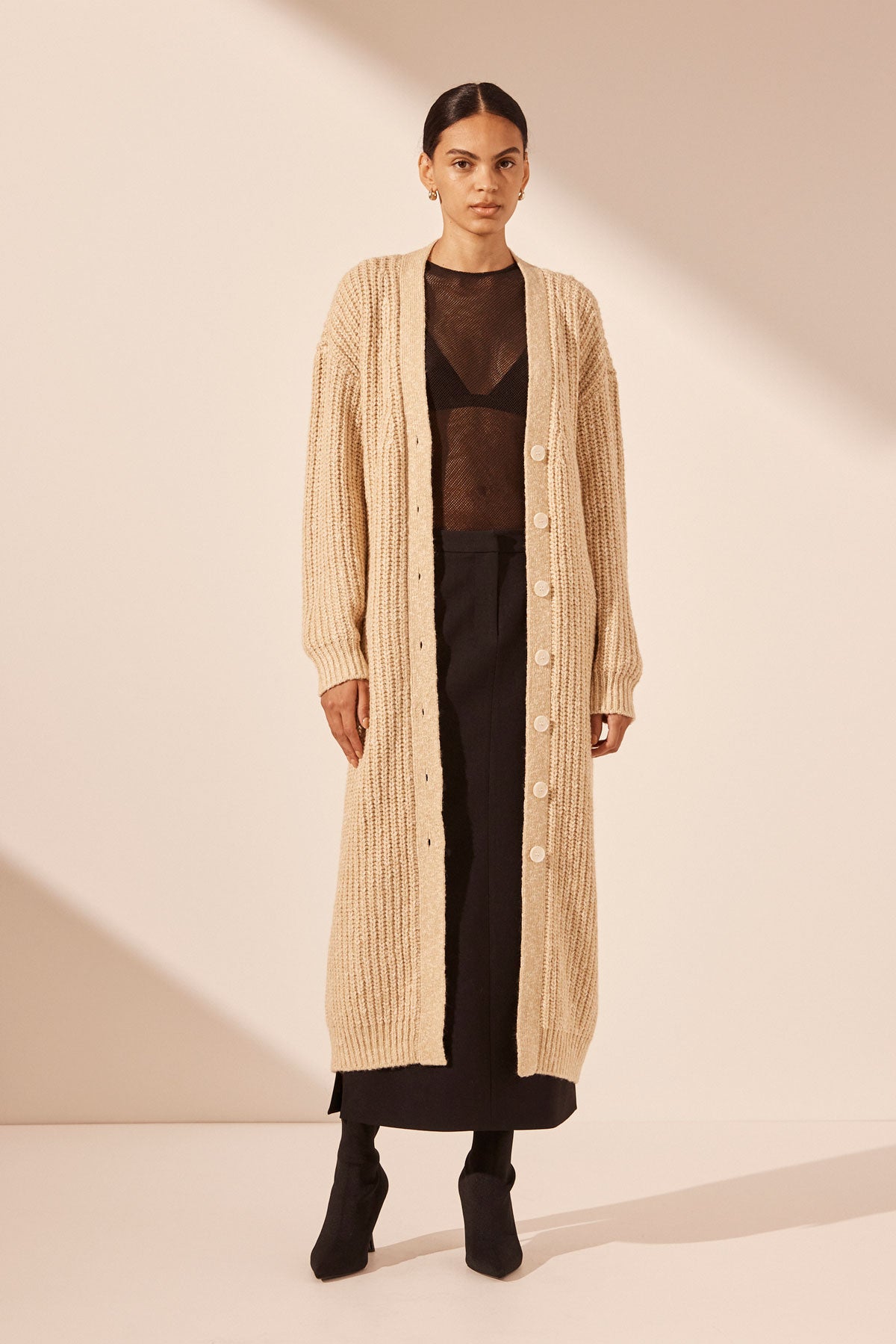 Olivia Long Cardigan | Oat/ Ivory | Outerwear | Shona Joy