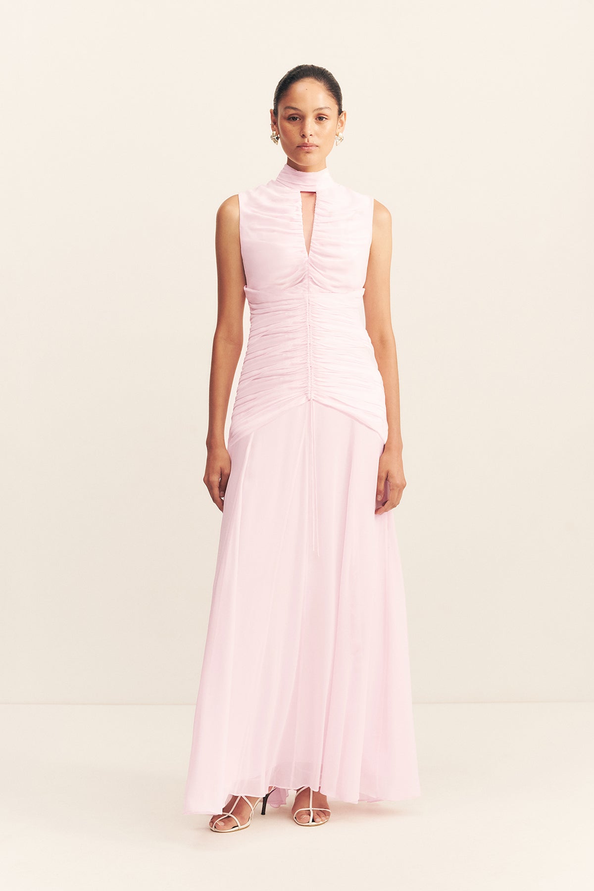 strapless open back dress Cap Sleeve Lace Maxi Dress, Pink Multi – Jolie Moi Retail