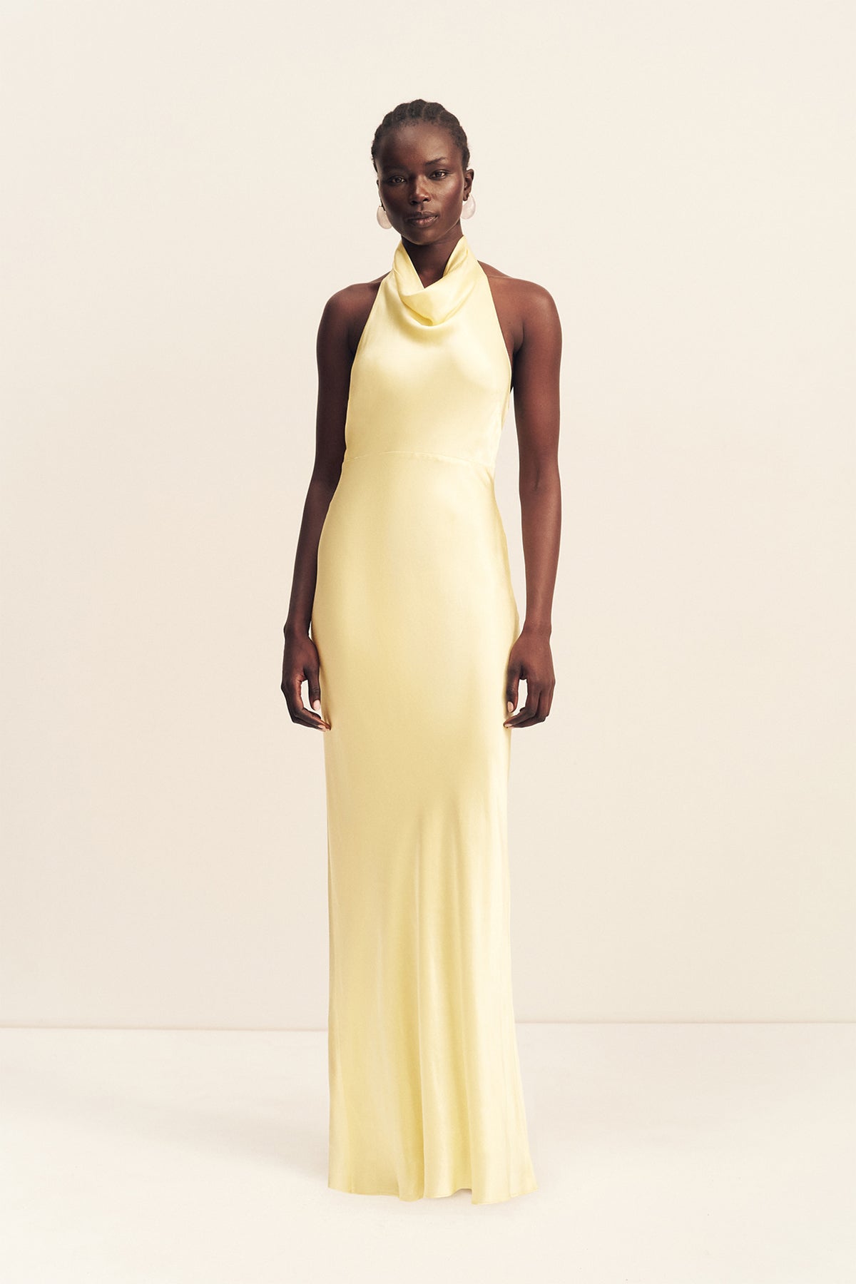 La Lune High Cowl Open Back Maxi Dress | Lemon | Dresses | Shona Joy