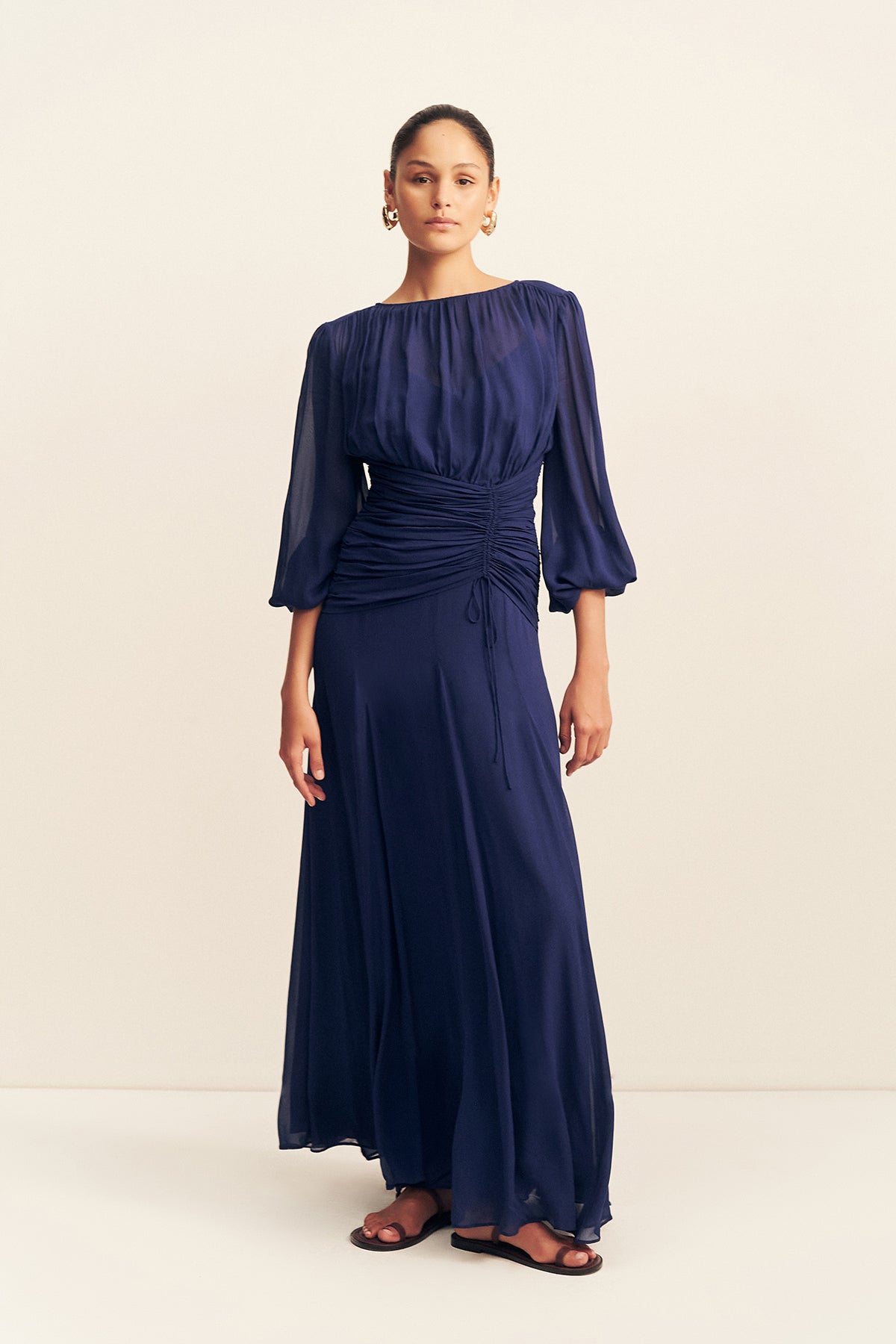 romy maxi dress Romy High Neck Balloon Sleeve Maxi Dress | Midnight | Dresses