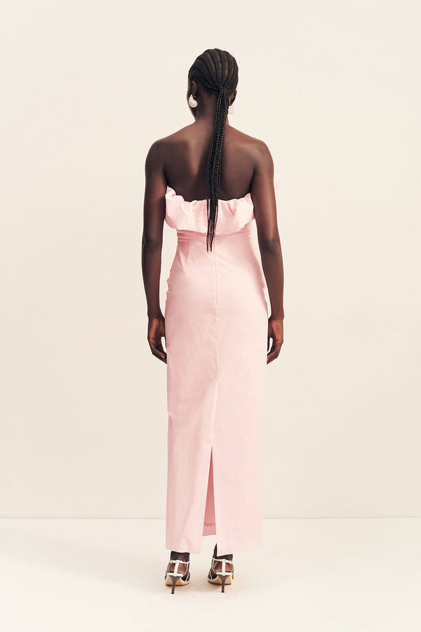 CAMPBELL STRAPLESS BUBBLE MAXI DRESS - BALLERINA