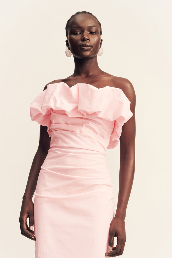 CAMPBELL STRAPLESS BUBBLE MAXI DRESS - BALLERINA