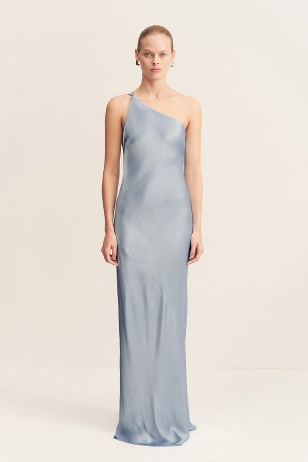 LA LUNE ONE SHOULDER COWL BACK MAXI DRESS - POWDER BLUE_F