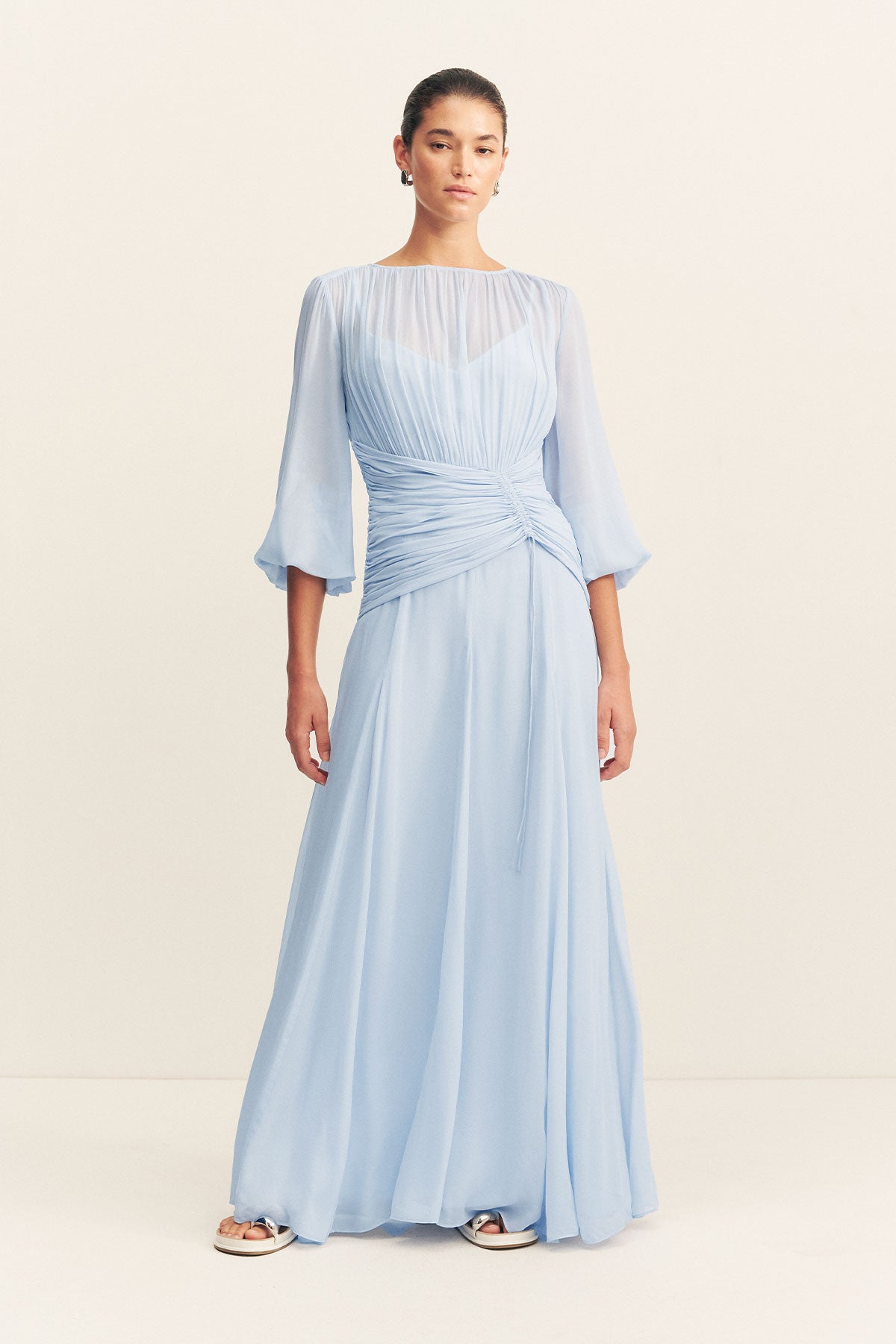 Emory High Neck Balloon Sleeve Maxi Dress | Arcadian Blue | Dresses | Shona Joy Emory High Neck Balloon Sleeve Maxi Dress | Arcadian Blue | Dresses | Shona Joy