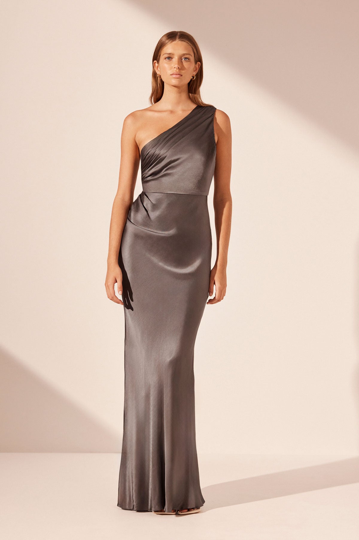 Grey one shoulder maxi dress hotsell