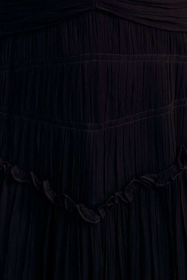 CLEMENCE HIGH NECK MIDI DRESS - BLACK