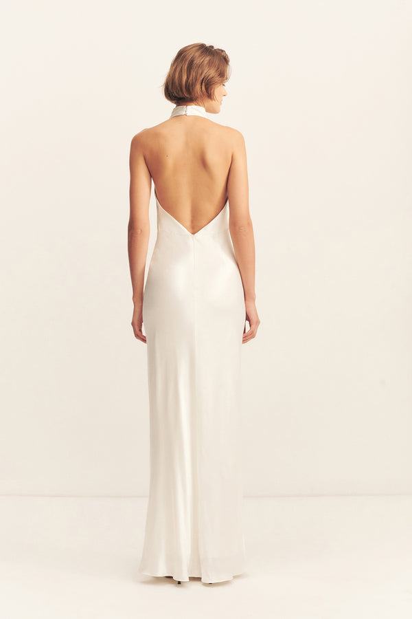 LA LUNE HIGH COWL OPEN BACK MAXI DRESS - WHITE_B