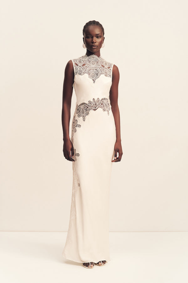 STRATUS LACE HIGH NECK MAXI DRESS - IVORY_F