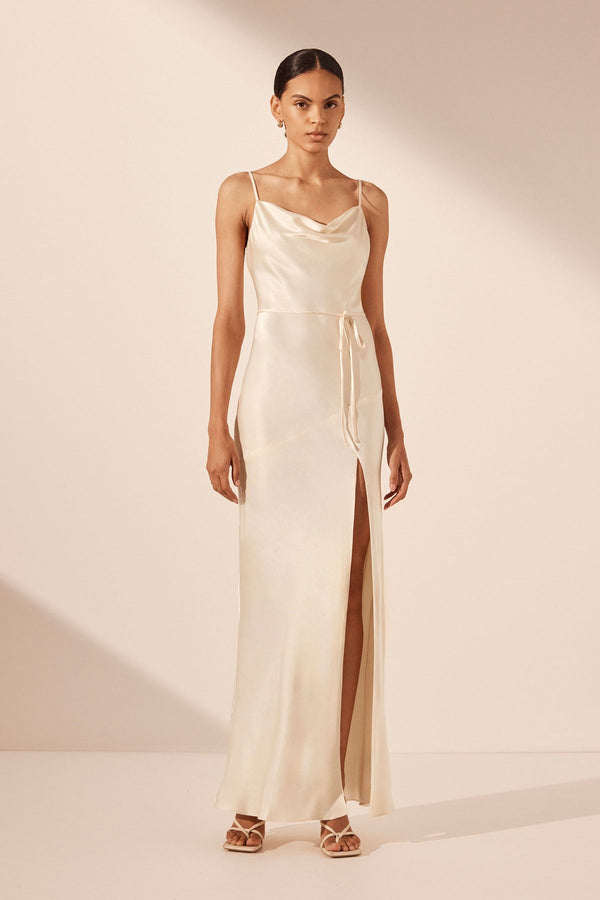 LA LUNE BIAS COWL MAXI DRESS - CREAM_F