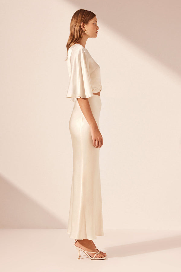 LA LUNE BIAS MAXI SKIRT - CREAM_S