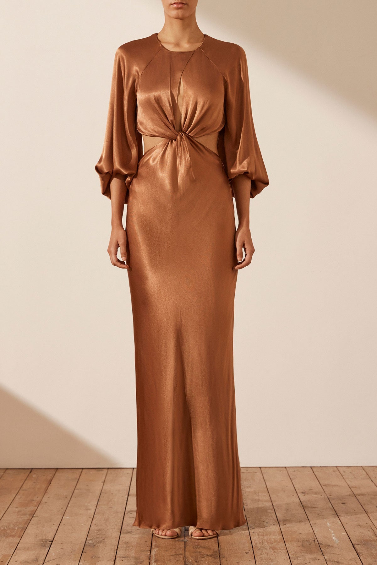 La Lune Twist Front Cut Out Maxi Dress Almond Dresses Shona Joy