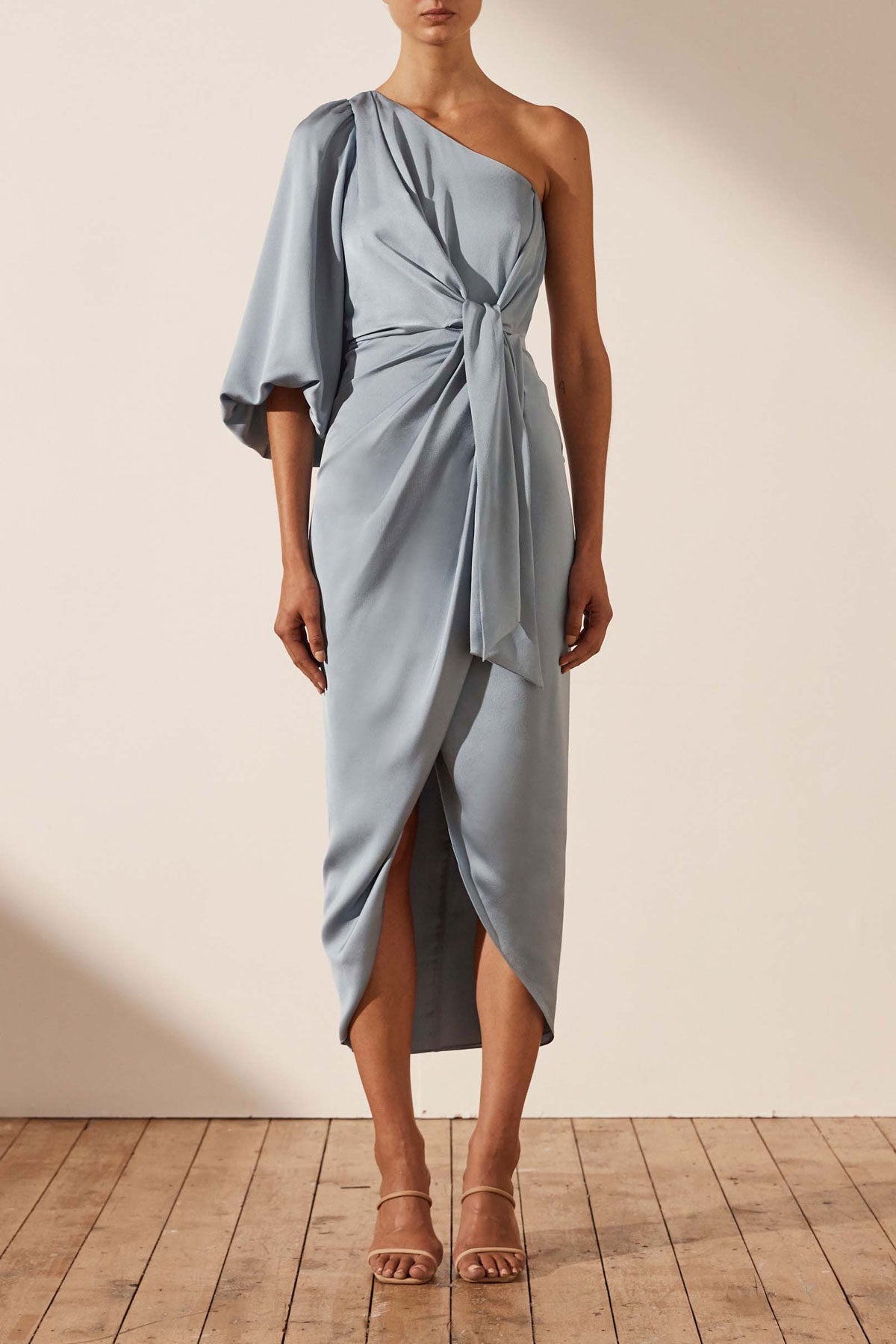 Luxe Tie Front One Shoulder Dress Azure Dresses Shona Joy