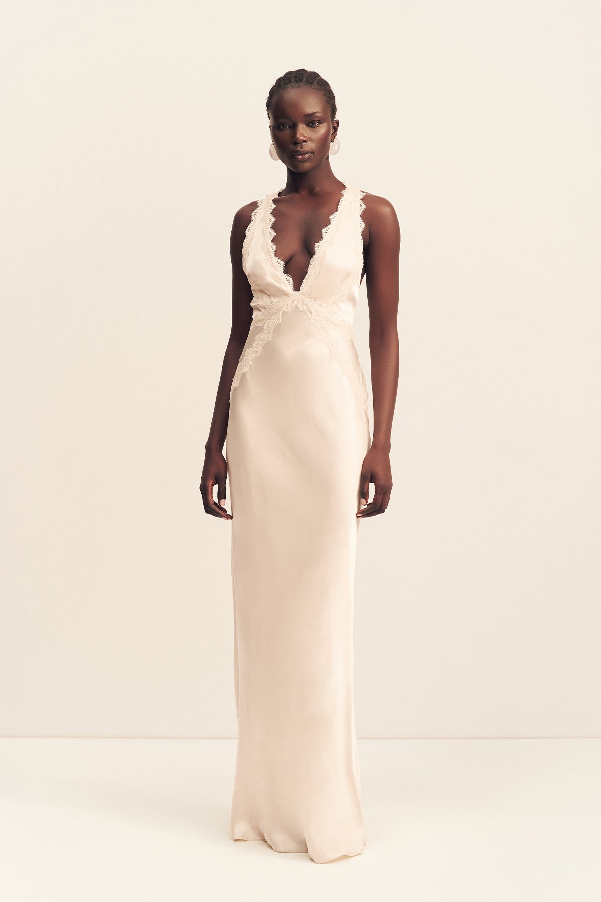 LA LUNE LACE CROSS BACK MAXI DRESS | CREAM | DRESSES | SHONA JOY