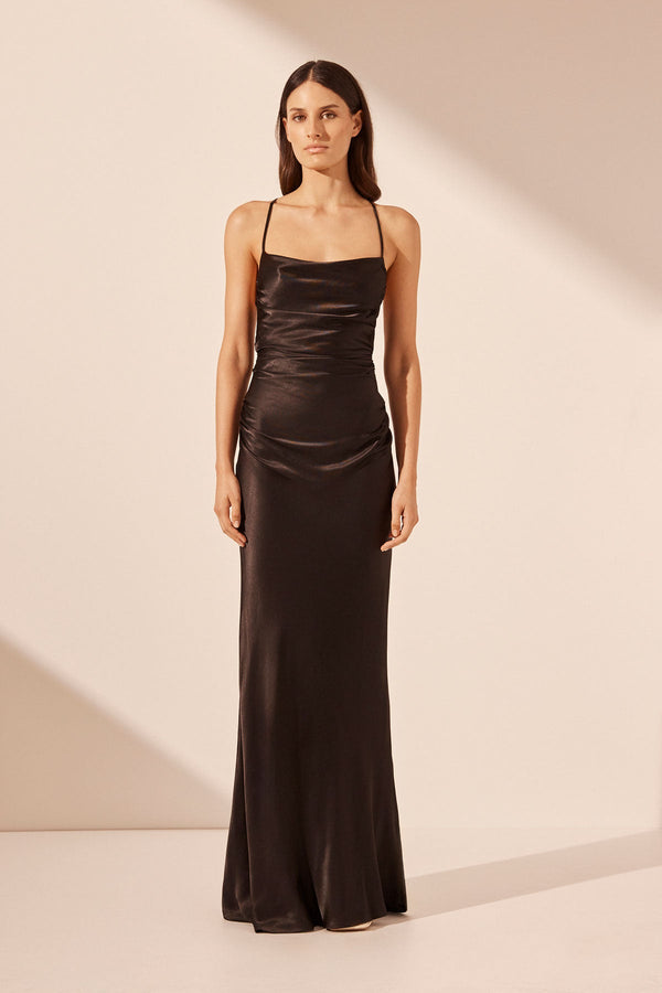 LA LUNE LACE BACK MAXI DRESS - BLACK_F