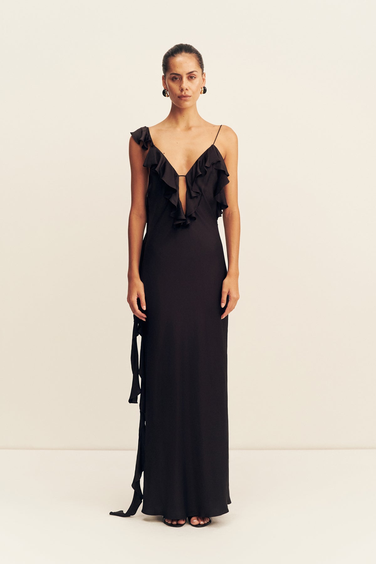 agnes panelled asymmetric maxi dress Ruffle Slip Bias | Black | Dresses Grant Blanc | Women's
