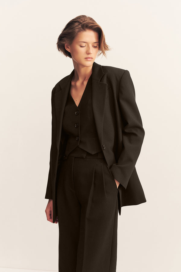 IRENA OVERSIZED TAILORED BLAZER - BLACK