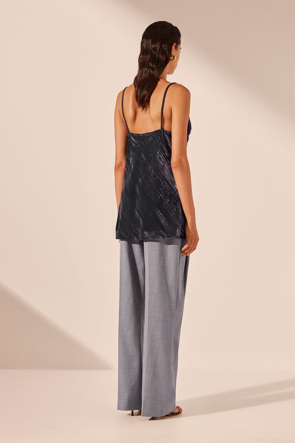 HOLLI LONG LINE COWL NECK CAMI - DARK ASH_B