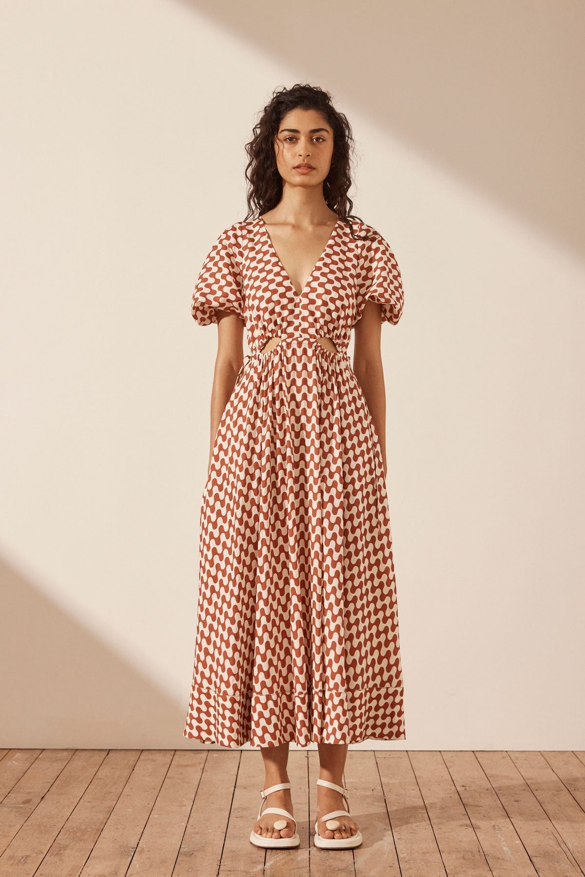 Drawstring cheap midi dress