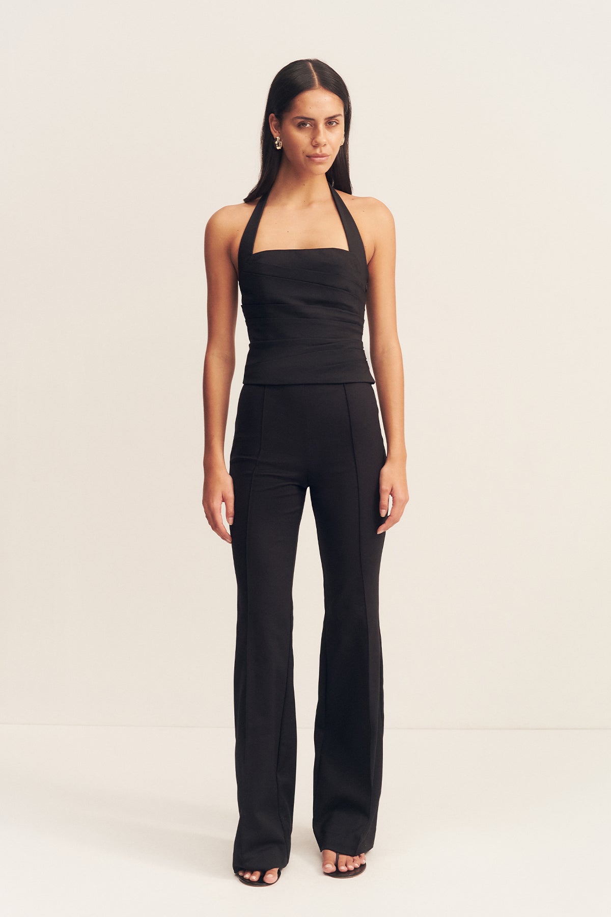 Lani Draped Halter Top | Black | Tops | Shona Joy