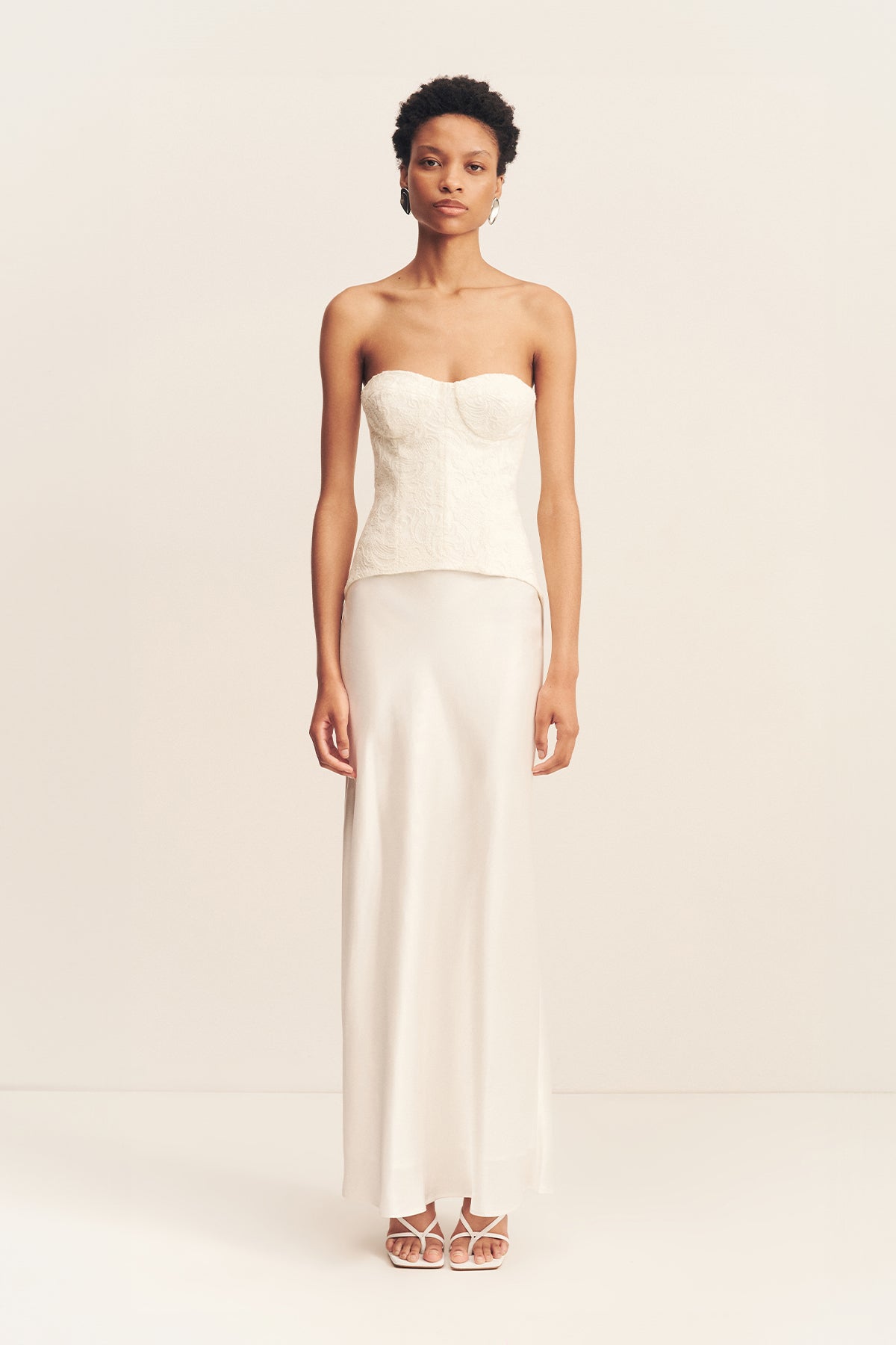 Luminous Lace Strapless Bustier | Ivory | Tops | Shona Joy