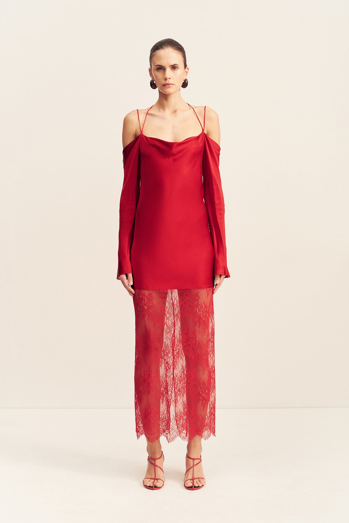 Labyrinth Lace Off Shoulder Maxi Dress | Cherry | Dresses | Shona Joy