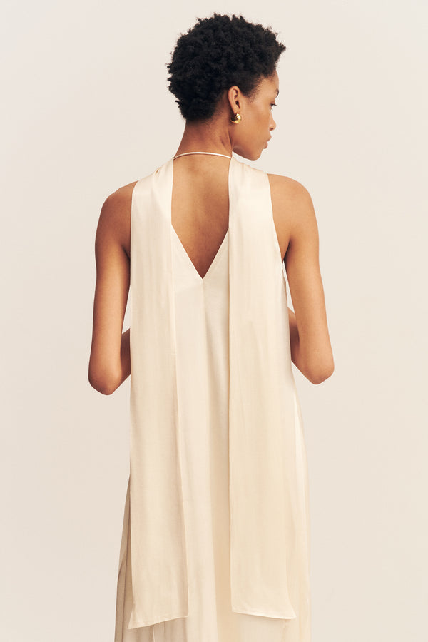 LA LUNE SCARF PANELLED MAXI DRESS - CREAM_D