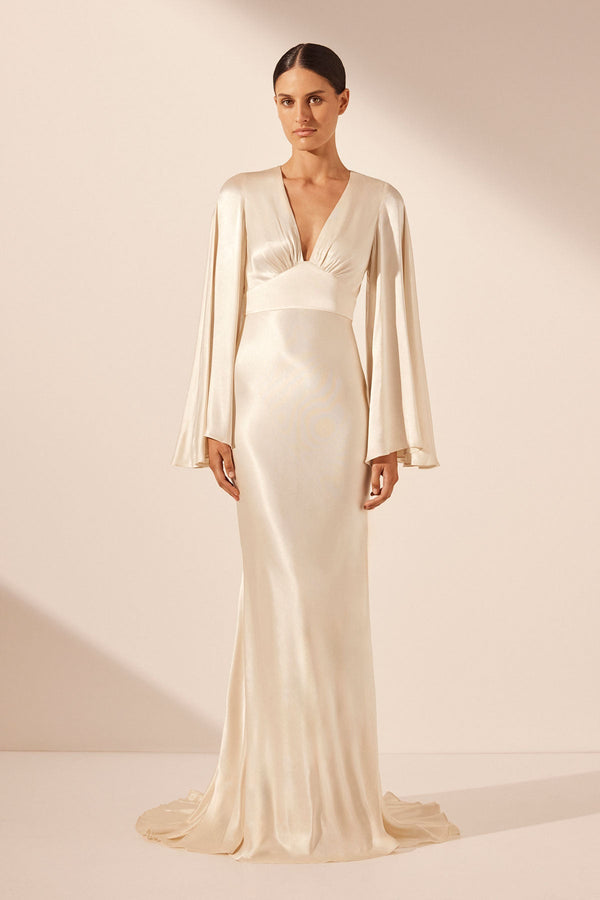LA LUNE BACKLESS MAXI DRESS - CREAM_F