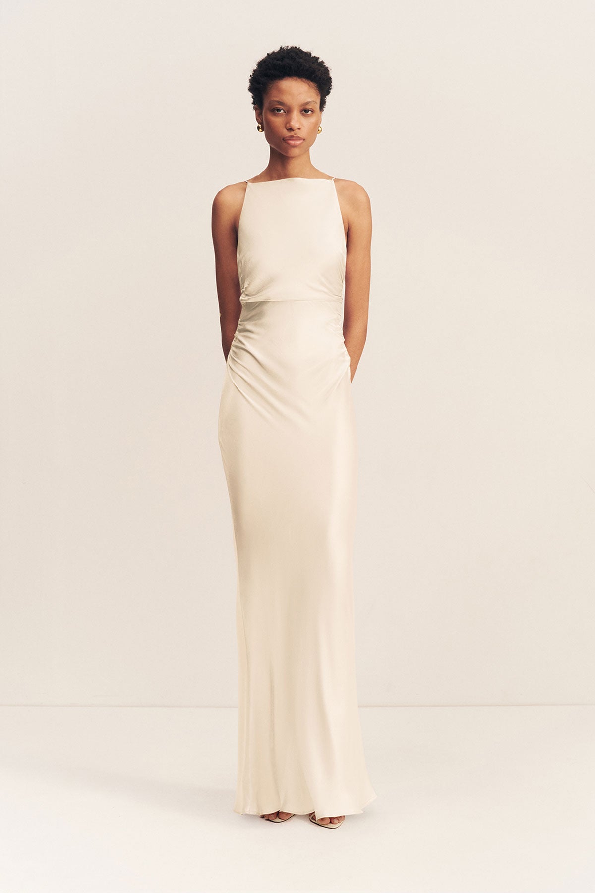 La Lune High Neck Ruched Maxi Dress | Cream | Dresses | Shona Joy La Lune High Neck Ruched Maxi Dress | Cream | Dresses | Shona Joy