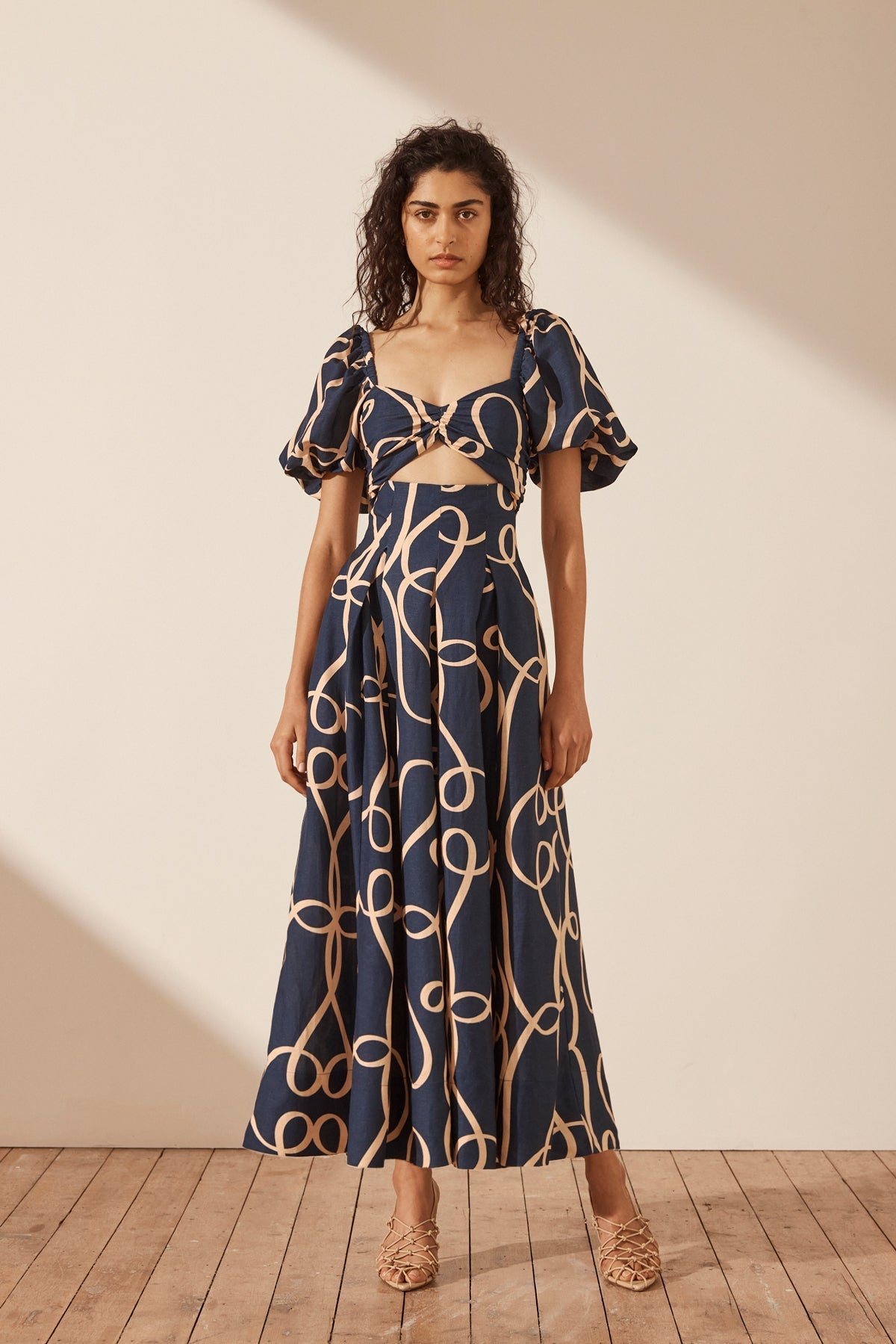 Short sleeve linen midi dress cheap