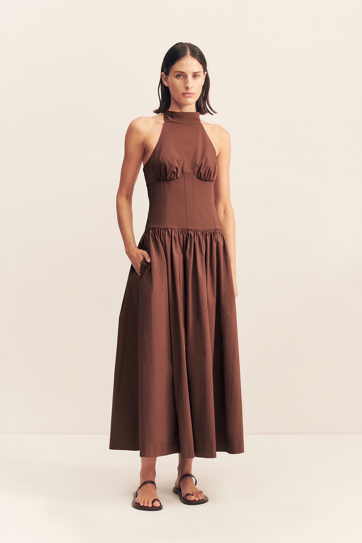 Campbell Halter Neck Midi Dress | Espresso | Dresses | Shona Joy