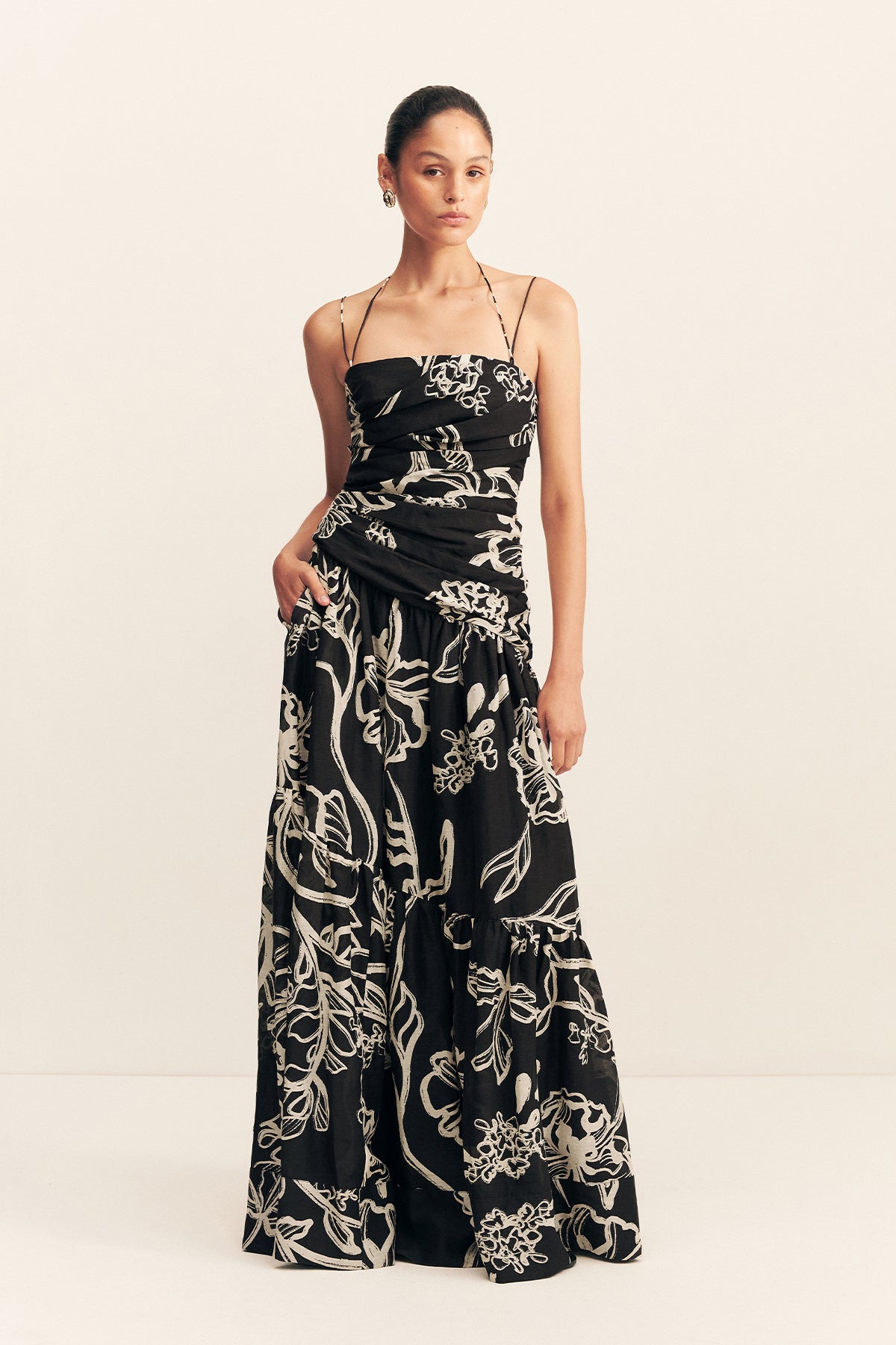 double strap maxi dress Lila Double Strap Tiered Maxi Dress | Shadow Bloom | Dresses