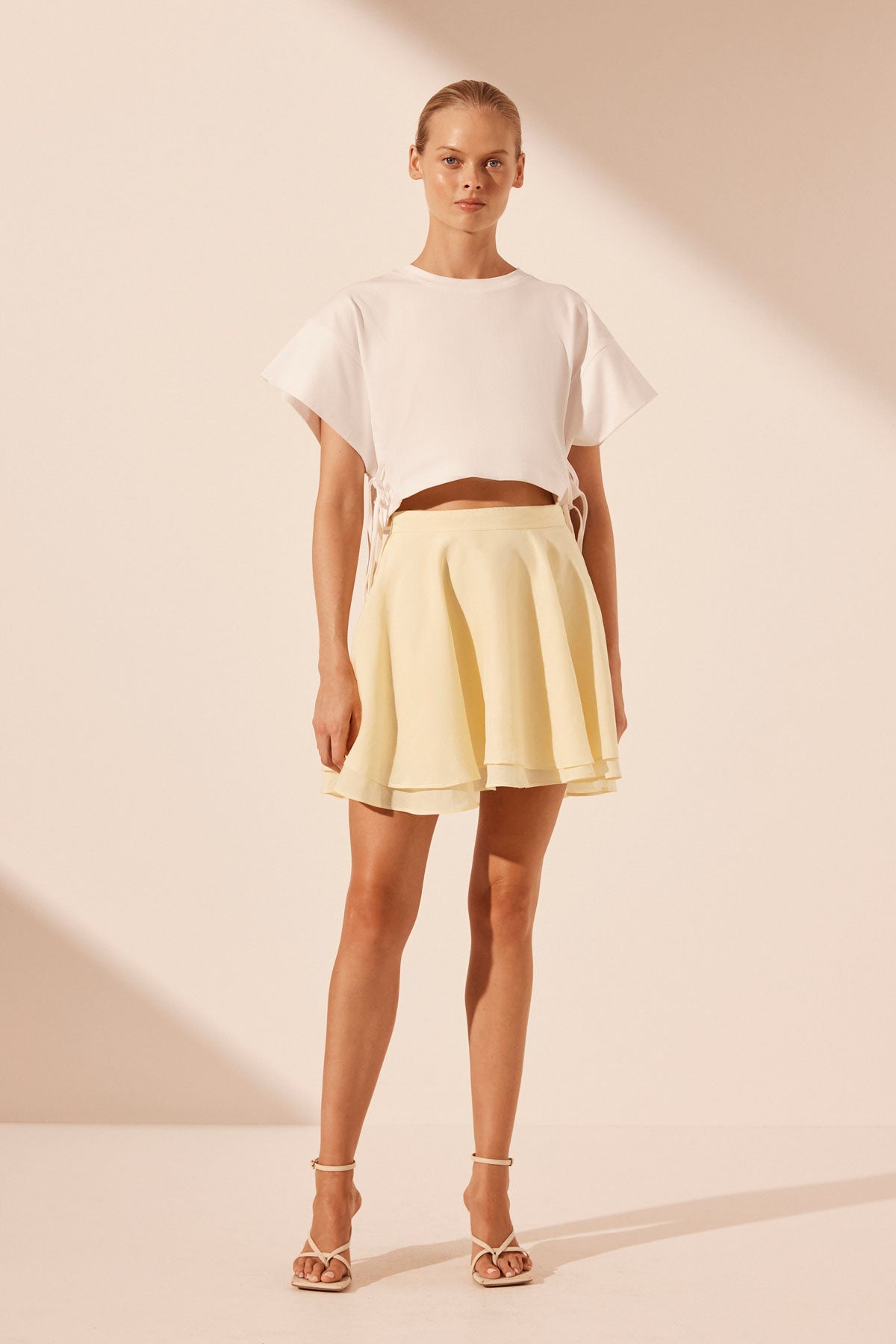Irena Contour Mini Skirt | Rice | Skirts | Shona Joy
