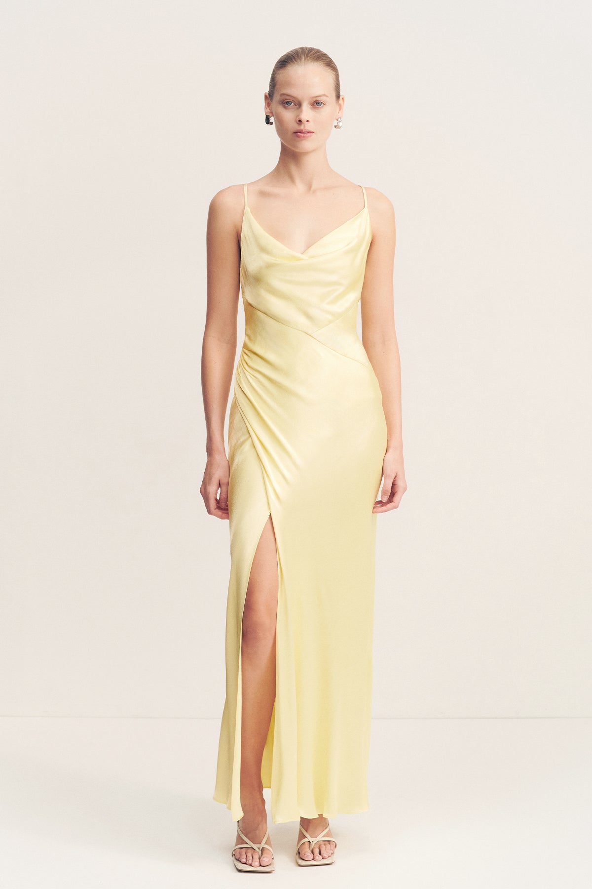 La Lune Cowl Neck Midi Dress | Lemon | Dresses