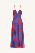 FLORE PLUNGED RUCHED PANEL MIDI DRESS