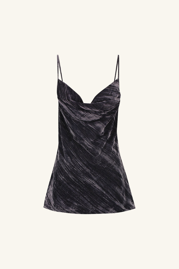 HOLLI LONG LINE COWL NECK CAMI - DARK ASH_G