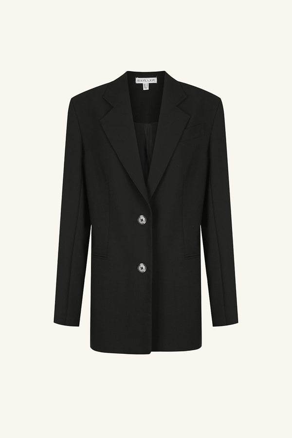 IRENA OVERSIZED TAILORED BLAZER - BLACK_G