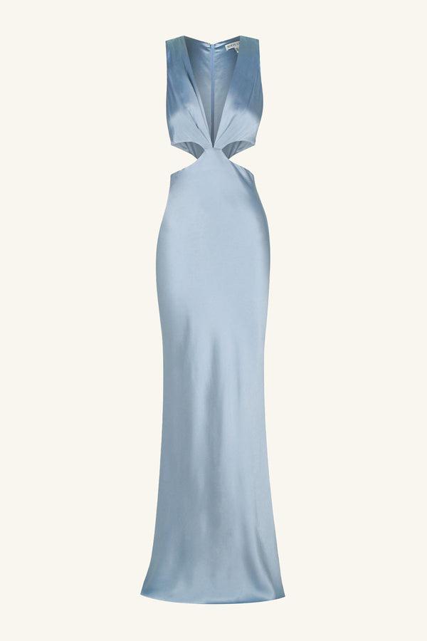 LA LUNE PLUNGED CUT OUT MAXI DRESS - POWDER BLUE_G
