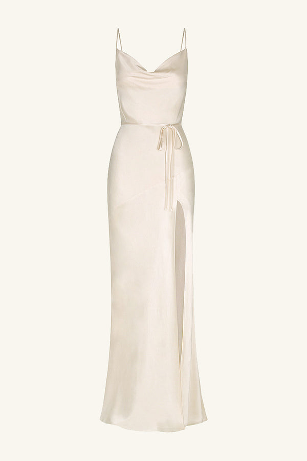 LA LUNE BIAS COWL MAXI DRESS - CREAM_G