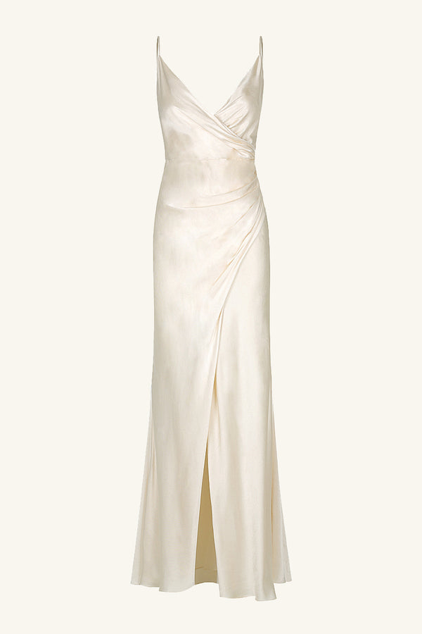 LA LUNE CROSS DRAPED MAXI DRESS - CREAM_G