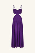 MALINA RUCHED CUT OUT MIDI DRESS - PURPLE PALE
