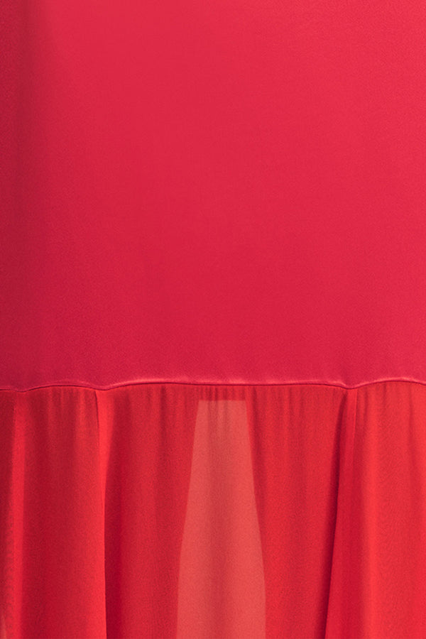 MORAYA DROPPED WAIST MAXI DRESS - CHILLI