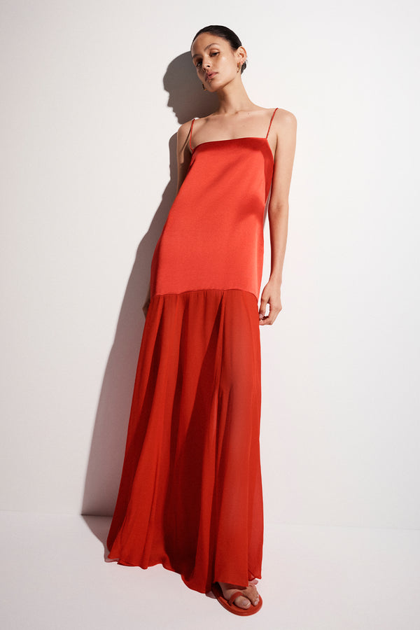 MORAYA DROPPED WAIST MAXI DRESS - CHILLI_C