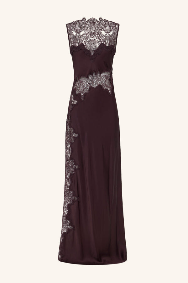 JAMILA LACE HIGH NECK MAXI DRESS - ESPRESSO_G