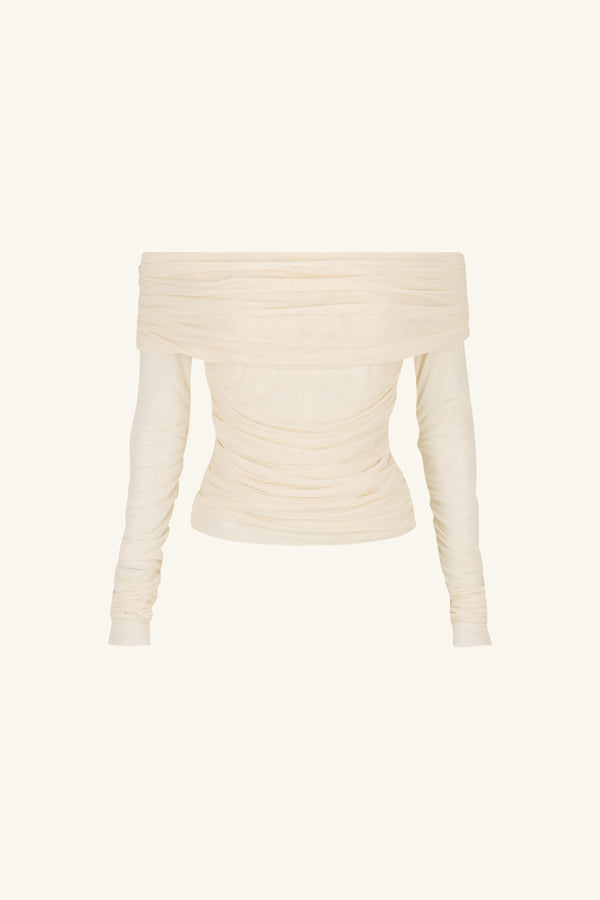 MIRA LONG SLEEVE OFF SHOULDER TOP - IVORY_G