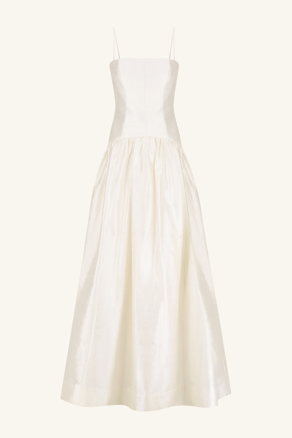 LUCERO SILK PANELLED MAXI DRESS - IVORY_G
